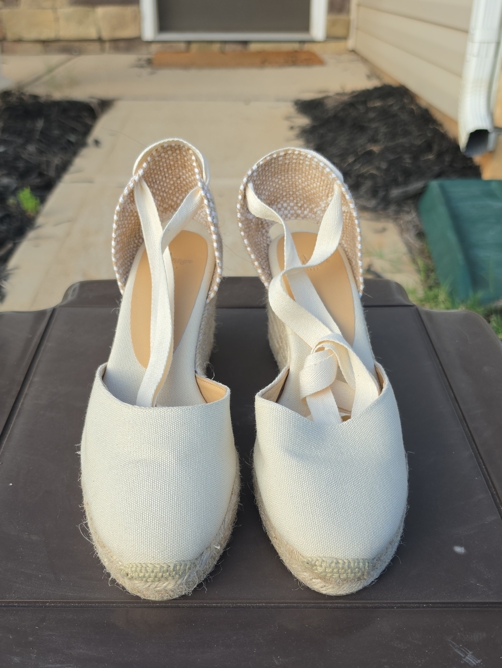 Castaner Cream Ivory Espadrille Wedge Sandals with Ankle Wrap Size 39(8) - Picture 3 of 8
